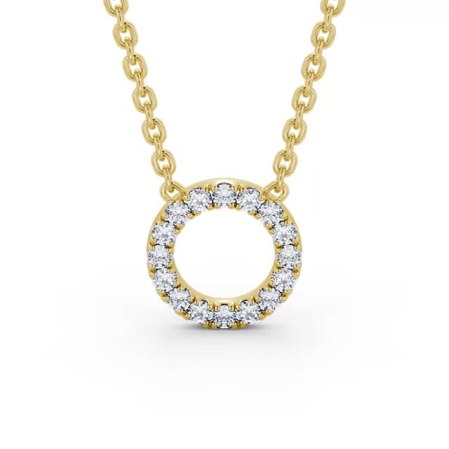 Circle Round Diamond Pendant 18K Yellow Gold - Lenore PNT134_YG_NECK