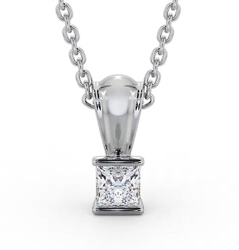 Princess Solitaire Tension Stud Diamond Pendant 9K White Gold PNT136_WG_THUMB2 