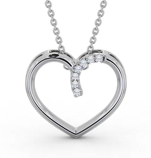 Heart Style Round Diamond 0.15ct Pendant 18K White Gold PNT138_WG_THUMB1