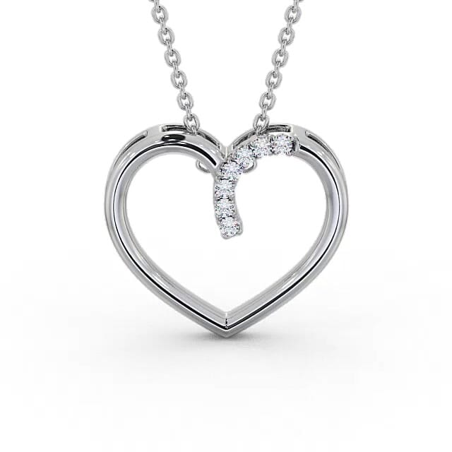 Heart Style Round Diamond 0.15ct Pendant 18K White Gold - Lacey PNT138_WG_NECK