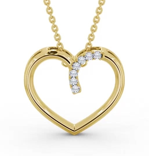 Heart Style Round Diamond 0.15ct Pendant 9K Yellow Gold PNT138_YG_THUMB1