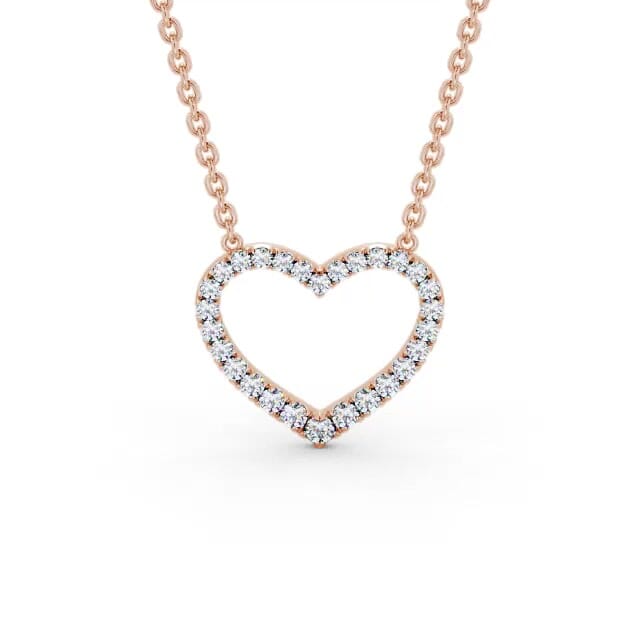Heart Style Round Diamond 0.25ct Pendant 18K Rose Gold - Janel PNT139_RG_NECK