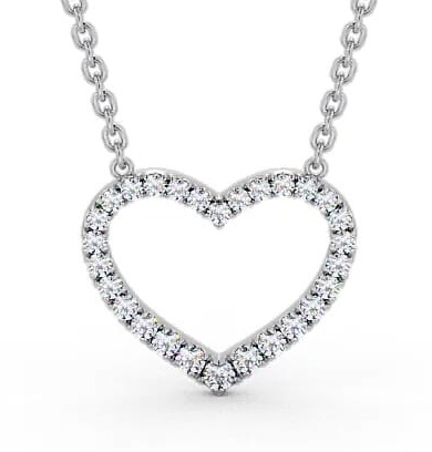 Heart Style Round Diamond Pendant 18K White Gold PNT139_WG_THUMB2 