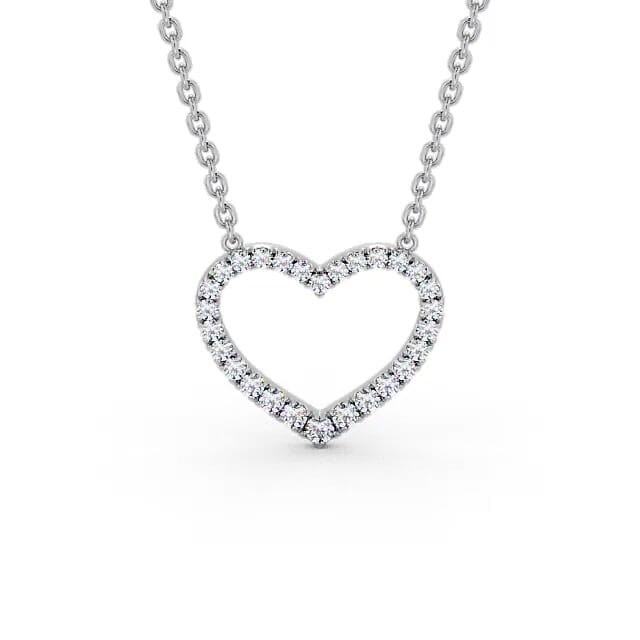 Heart Style Round Diamond 0.25ct Pendant 9K White Gold - Janel PNT139_WG_NECK