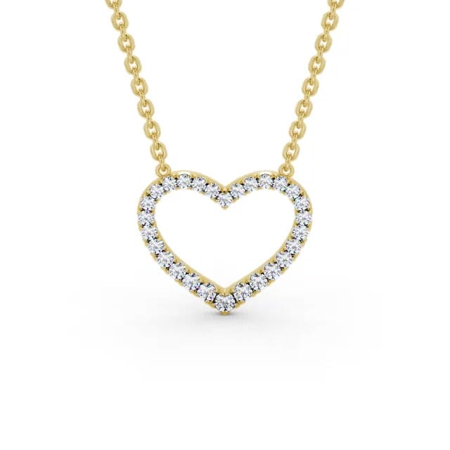 Heart Style Round Diamond 0.25ct Pendant 18K Yellow Gold - Janel PNT139_YG_NECK