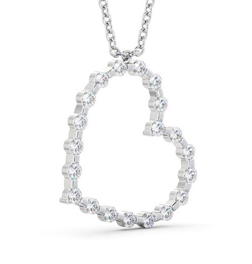 Heart Style Round Diamond Tension Set Pendant 9K White Gold PNT140_WG_THUMB1 