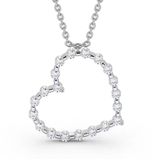 Heart Style Round Diamond Tension Set Pendant 9K White Gold PNT140_WG_THUMB2 