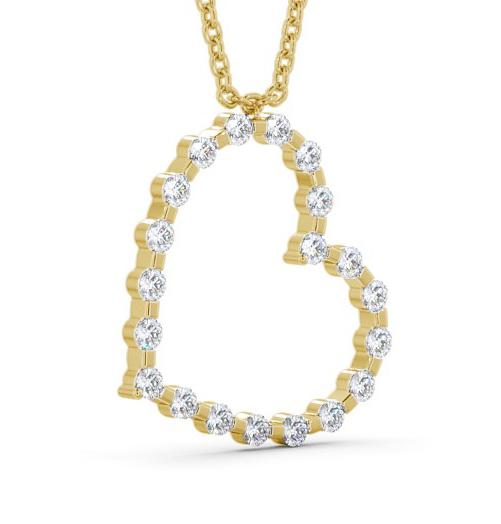 Heart Style Round Diamond Tension Set Pendant 18K Yellow Gold PNT140_YG_THUMB1 