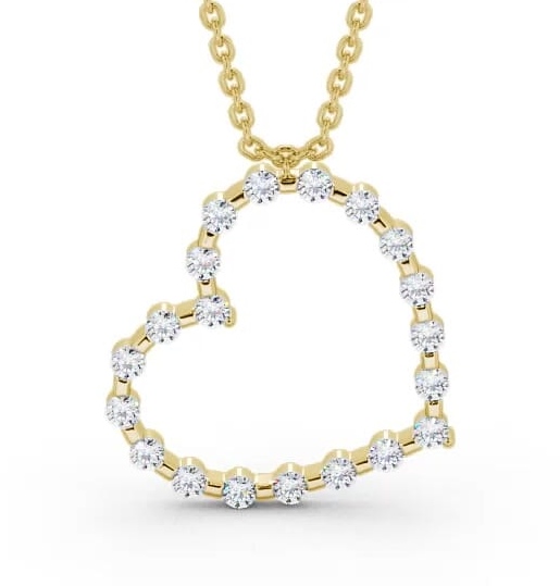 Heart Style Round Diamond Tension Set Pendant 18K Yellow Gold PNT140_YG_THUMB2 