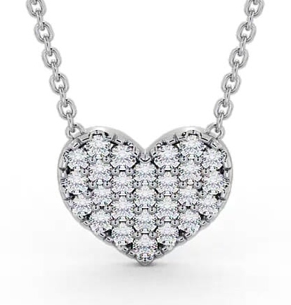 Heart Style Round Diamond Cluster Pendant 9K White Gold PNT141_WG_THUMB2 