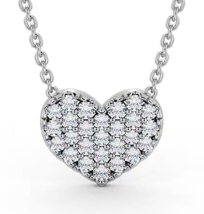 Heart Style Round Diamond Cluster Pendant 18K White Gold PNT141_WG_THUMB1