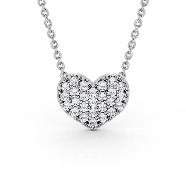 Heart Style Round Diamond Pendant 18K White Gold - Keya PNT141_WG_NECK
