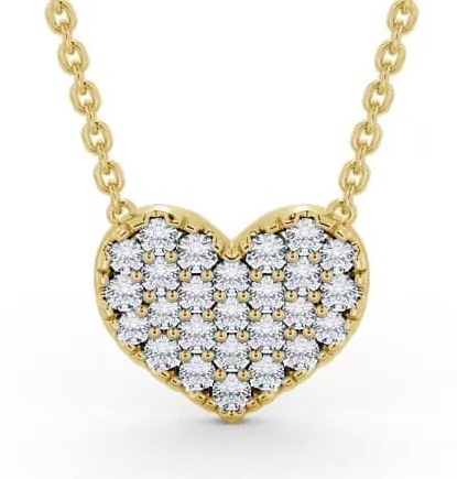 Heart Style Round Diamond Cluster Pendant 18K Yellow Gold PNT141_YG_THUMB1
