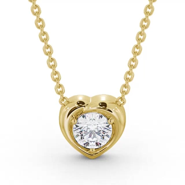 Heart Style Solitaire Stud Diamond Pendant 18K Yellow Gold - Brittany PNT142_YG_NECK
