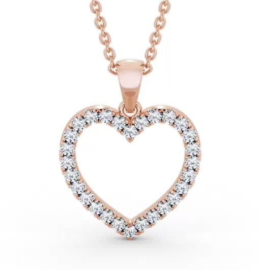 Heart Style Round Diamond Microprong Pendant 9K Rose Gold PNT143_RG_THUMB1
