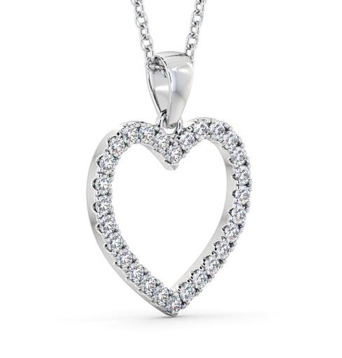 Heart Style Round Diamond Microprong Pendant 18K White Gold PNT143_WG_THUMB1 