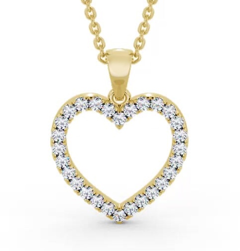 Heart Style Round Diamond Microprong Pendant 9K Yellow Gold PNT143_YG_THUMB2 