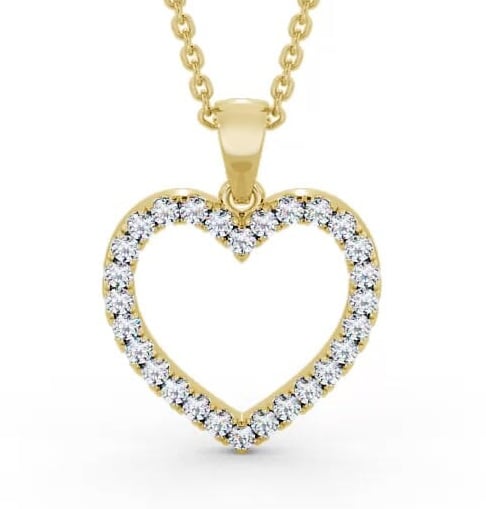 Heart Style Round Diamond Microprong Pendant 18K Yellow Gold PNT143_YG_THUMB1