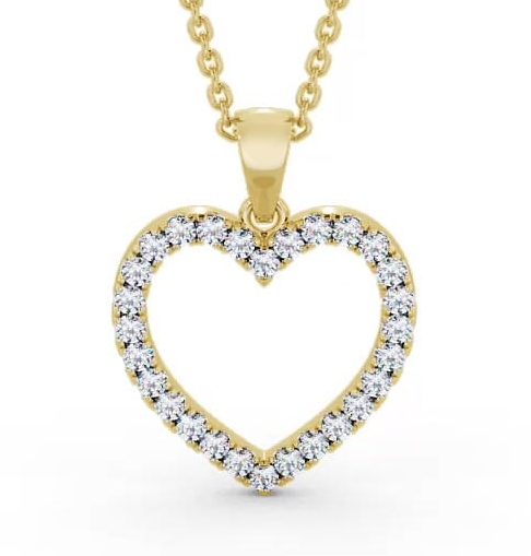 Heart Style Round Diamond Microprong Pendant 18K Yellow Gold PNT143_YG_THUMB2 