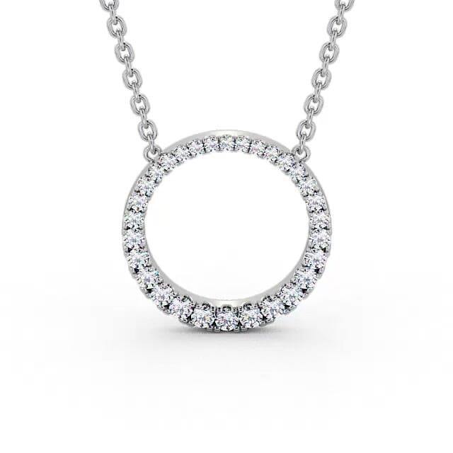 Circle Round Diamond 0.30ct Pendant 18K White Gold - Safia PNT144_WG_NECK