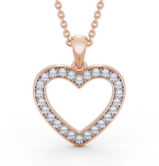 Heart Style Round Diamond Channel Pave Pendant 18K Rose Gold PNT147_RG_THUMB1