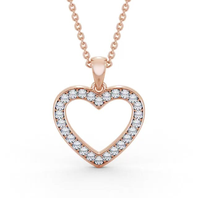 Heart Style Round Diamond Pendant 9K Rose Gold - Anja PNT147_RG_NECK