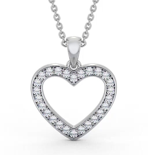Heart Style Round Diamond Channel Pave Pendant 9K White Gold PNT147_WG_THUMB2 