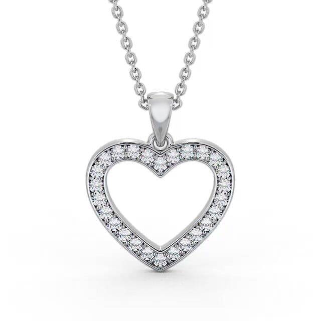 Heart Style Round Diamond Pendant 9K White Gold - Anja PNT147_WG_NECK