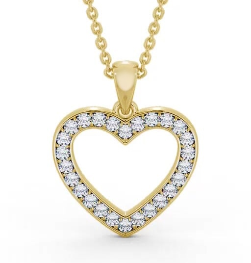 Heart Style Round Diamond Channel Pave Pendant 18K Yellow Gold PNT147_YG_THUMB2 
