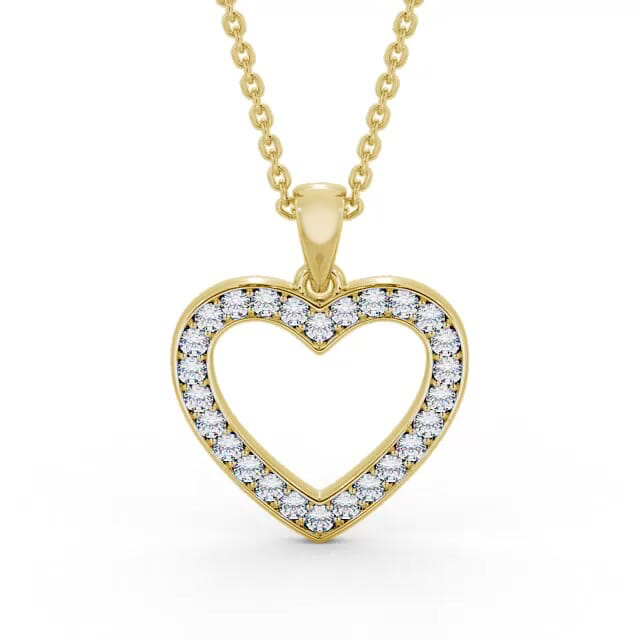 Heart Style Round Diamond Pendant 18K Yellow Gold - Anja PNT147_YG_NECK