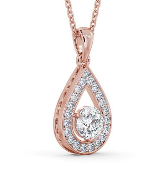Drop Style Round Diamond Pear Design Pendant 18K Rose Gold PNT148_RG_THUMB1 