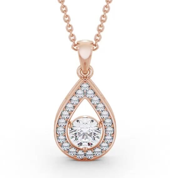 Drop Style Round Diamond Pear Design Pendant 18K Rose Gold PNT148_RG_THUMB1