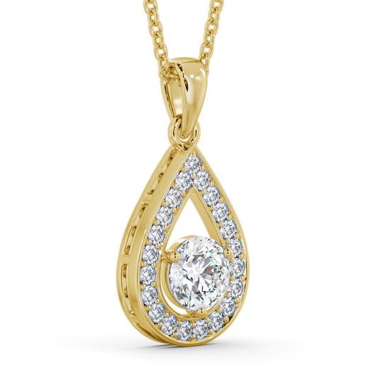 Drop Style Round Diamond Pear Design Pendant 18K Yellow Gold PNT148_YG_THUMB1 