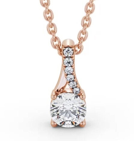 Round Solitaire Four Claw Stud Pendant 18K Rose Gold with Set Bail PNT150_RG_THUMB1