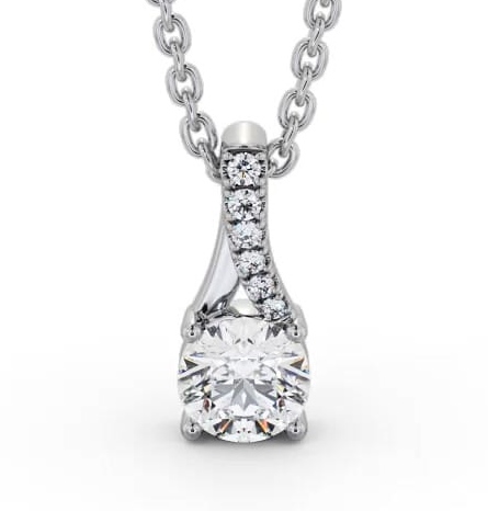 Round Solitaire Four Claw Stud Pendant 9K White Gold with Set Bail PNT150_WG_THUMB1