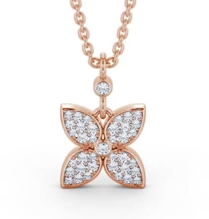 Floral Design Diamond Cluster Pendant 18K Rose Gold PNT151_RG_THUMB1