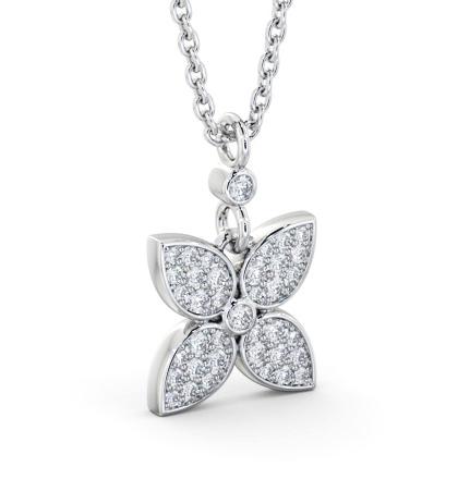 Floral Design Diamond Cluster Pendant 9K White Gold PNT151_WG_THUMB1 