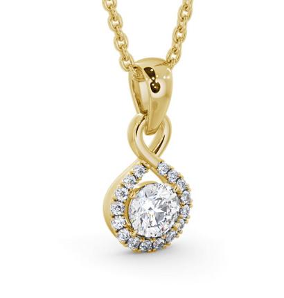 Halo Round Diamond Infinity Style Pendant 18K Yellow Gold PNT153_YG_THUMB1 