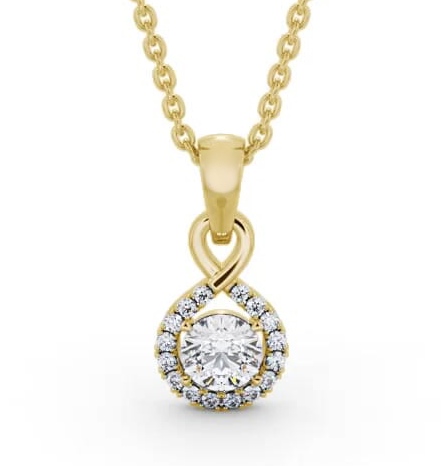 Halo Round Diamond Infinity Style Pendant 9K Yellow Gold PNT153_YG_THUMB2 