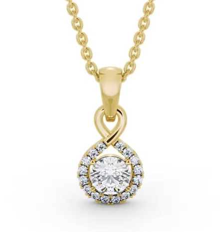 Halo Round Diamond Infinity Style Pendant 18K Yellow Gold PNT153_YG_THUMB2 