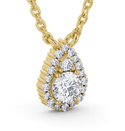 Halo Round Diamond Unique Pendant 18K Yellow Gold PNT154_YG_THUMB1 