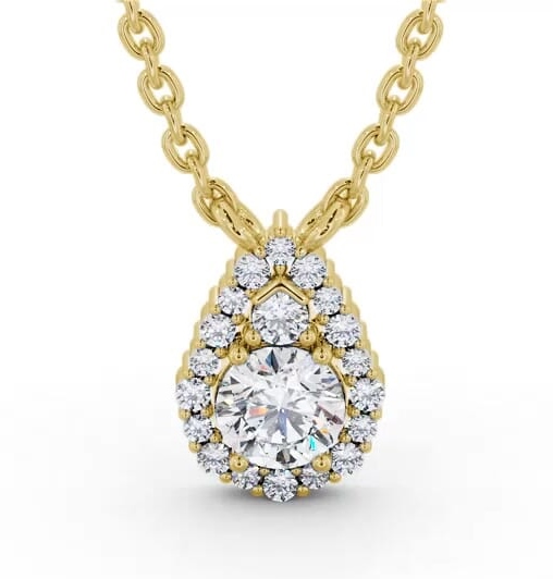 Halo Round Diamond Unique Pendant 18K Yellow Gold PNT154_YG_THUMB2 