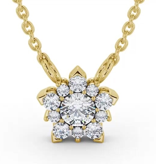Cluster Round Diamond Pendant 18K Yellow Gold PNT155_YG_THUMB2 