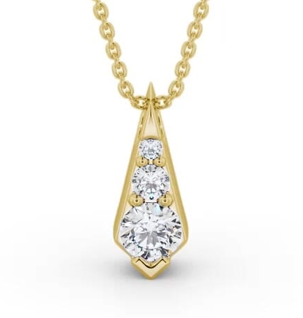 Drop Round Diamond Pendant 18K Yellow Gold PNT156_YG_THUMB1