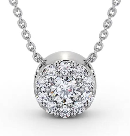 Cluster Round Diamond Three Stone Pendant 9K White Gold PNT157_WG_THUMB2 