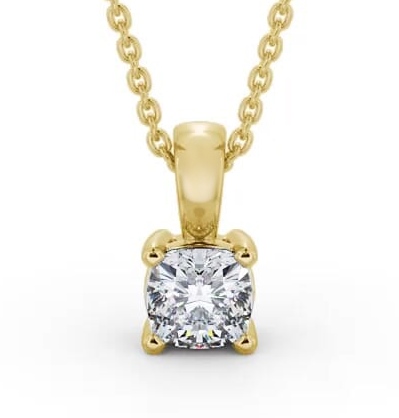 Cushion Solitaire Four Claw Stud Diamond Pendant 18K Yellow Gold PNT158_YG_THUMB2 
