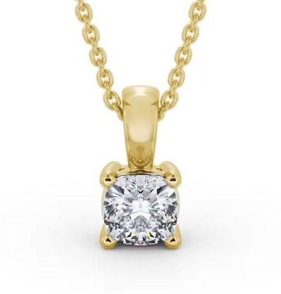 Cushion Solitaire Four Claw Stud Diamond Pendant 18K Yellow Gold PNT158_YG_THUMB1