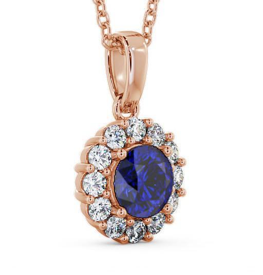 Halo Blue Sapphire and Diamond 1.89ct Pendant 18K Rose Gold PNT15GEM_RG_BS_THUMB1 