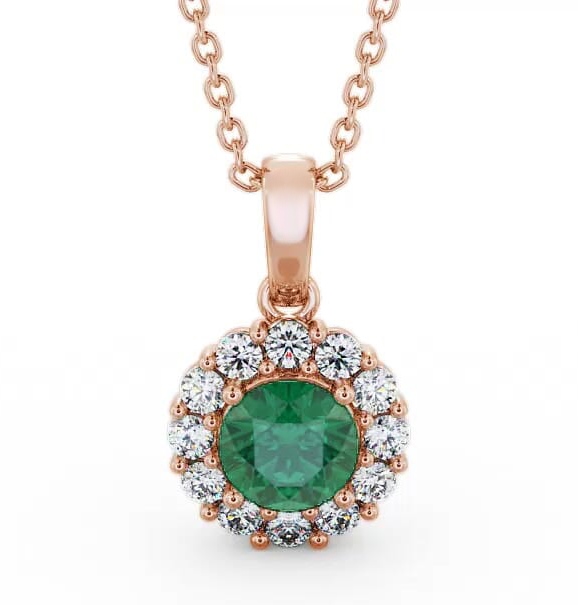 Halo Emerald and Diamond 1.74ct Pendant 18K Rose Gold PNT15GEM_RG_EM_THUMB2 