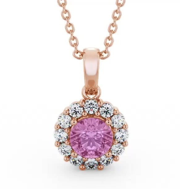 Halo Pink Sapphire and Diamond 1.89ct Pendant 9K Rose Gold PNT15GEM_RG_PS_THUMB2 